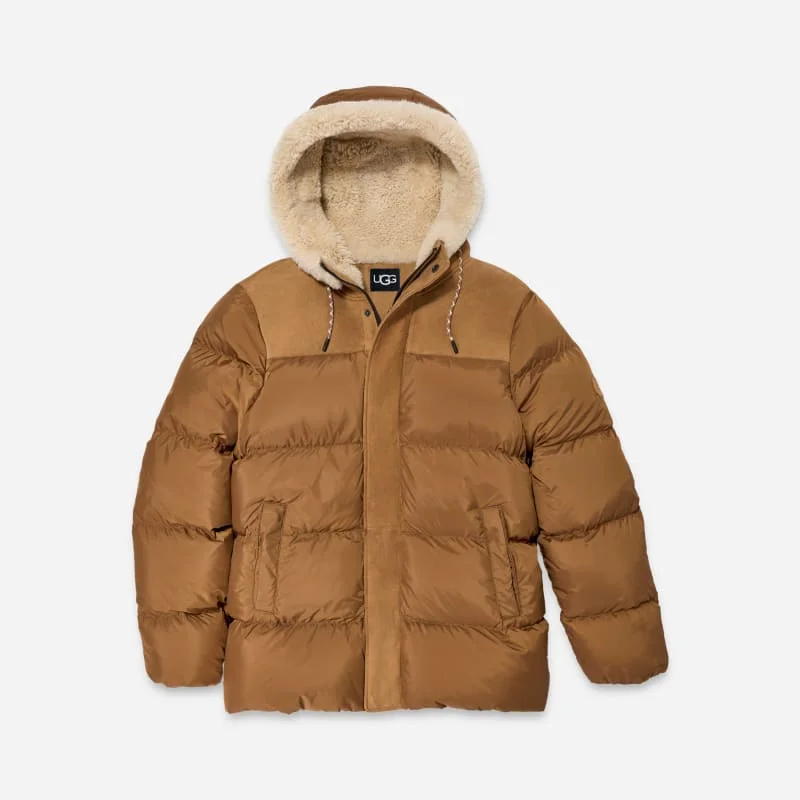 ® Men's Shasta Down Puffer Jacket Nylon/Shearling in Chestnut - 1