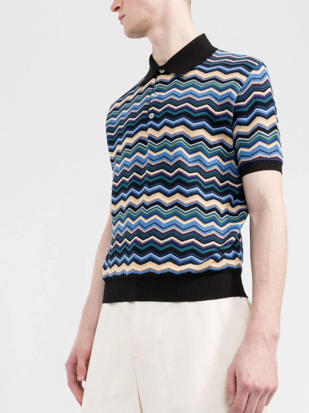 zigzag woven polo shirt - 3