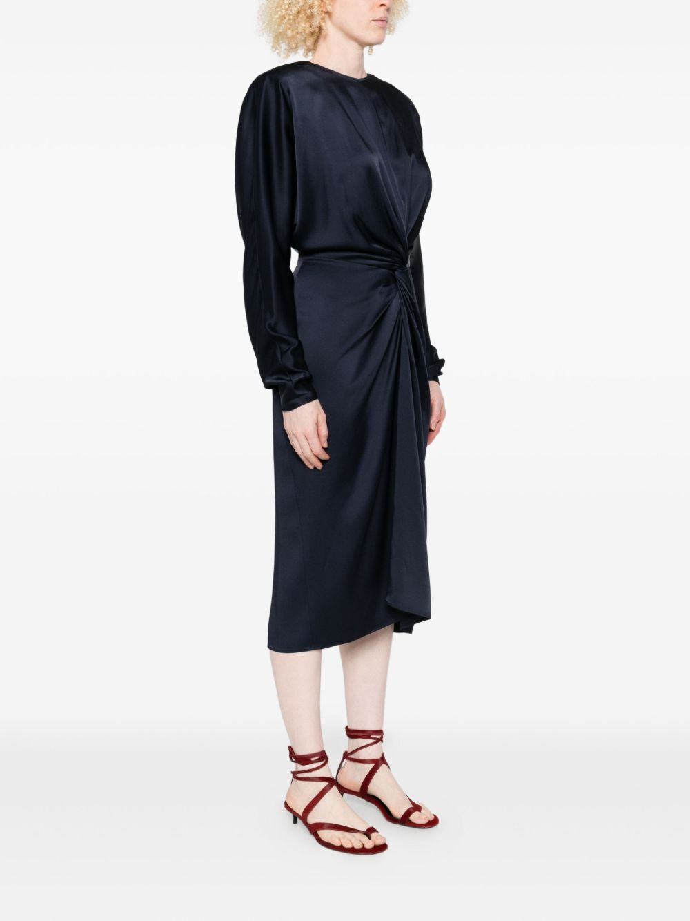 twist-front long-sleeve midi dress - 3