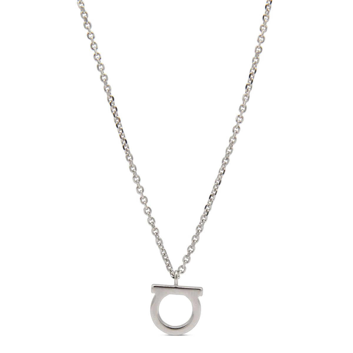 FERRAGAMO SILVER BRASS GANCINI NECKLACE - 2