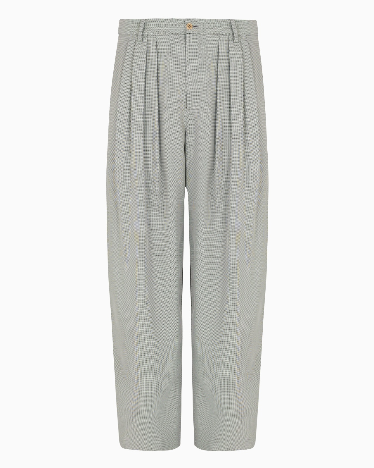 DOUBLE-PLEAT TROUSERS IN A MICRO-TEXTURED VISCOSE BLEND - 1