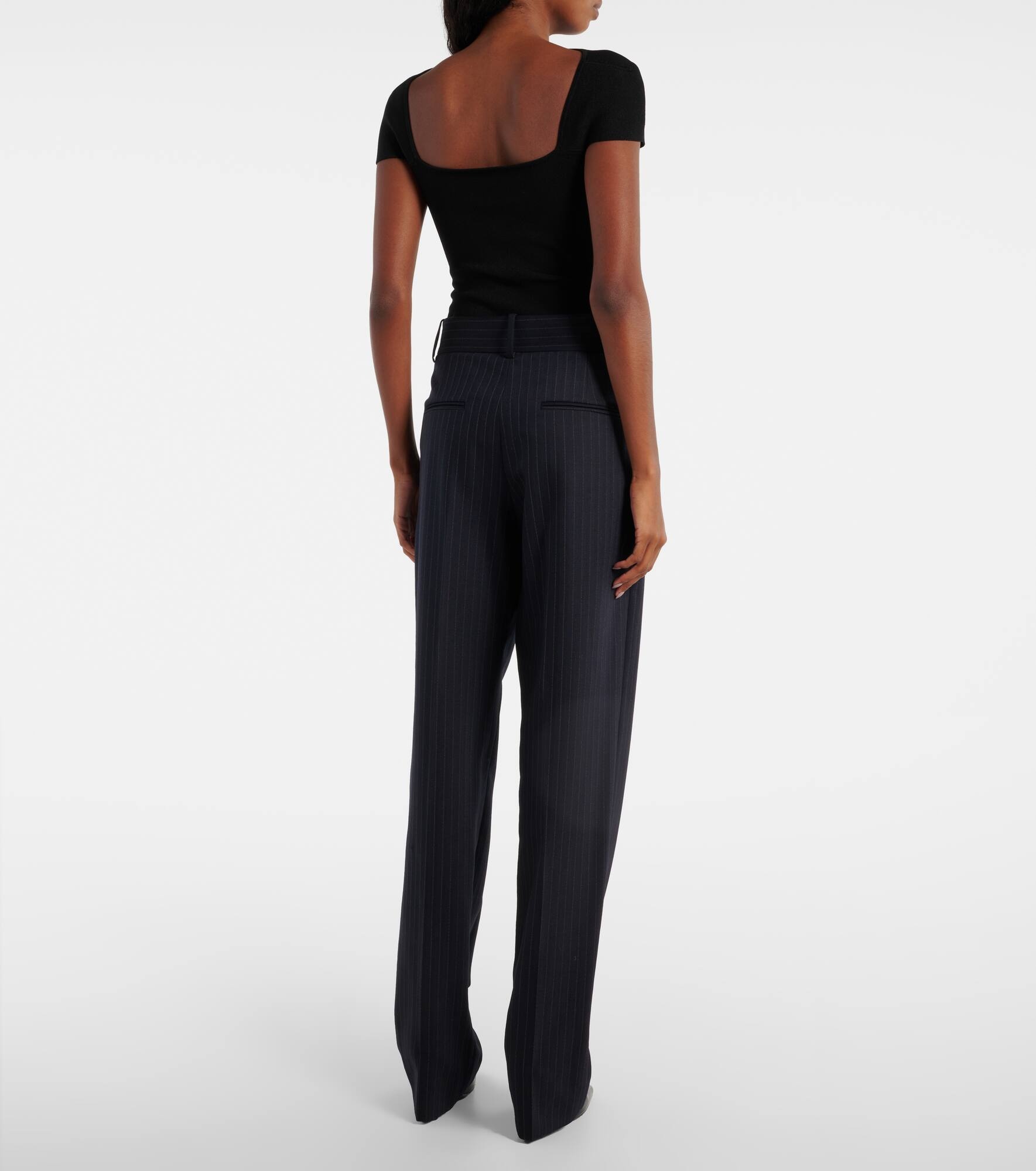Cambie chalkstripe high-rise straight pants - 3