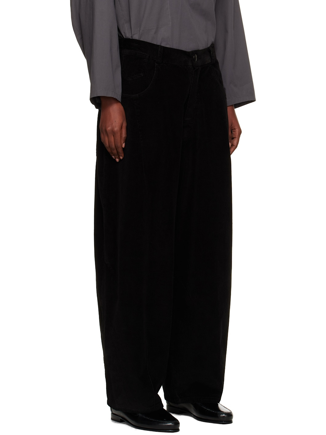 Black Corduroy Baggy Trousers - 2