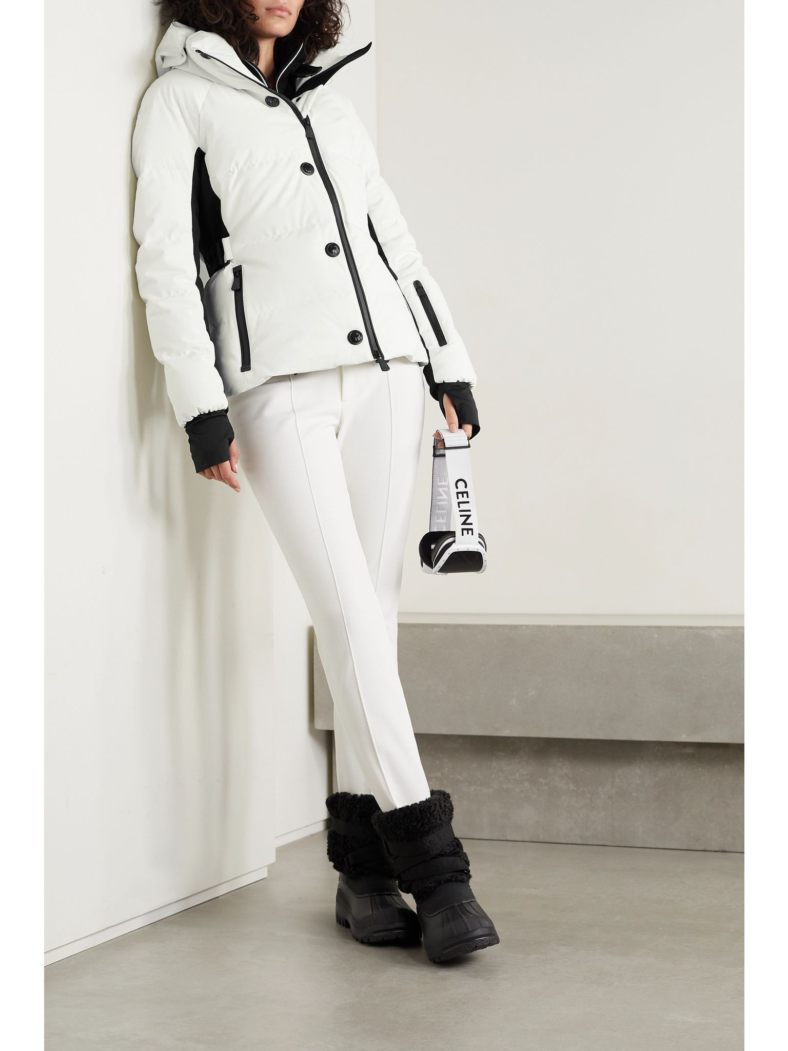 Guyane hooded jersey-trimmed quilted shell down jacket White - 2