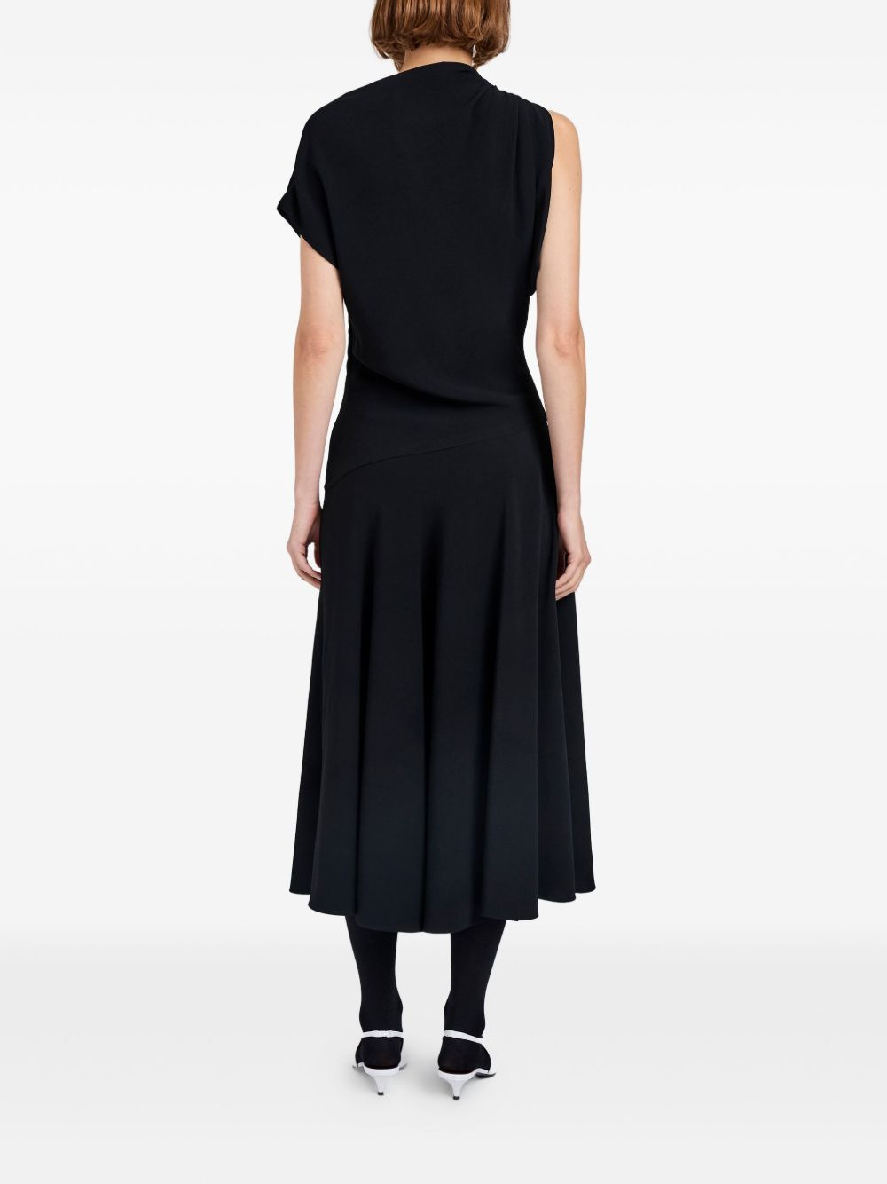 draped one-shoulder midi party dress - 4