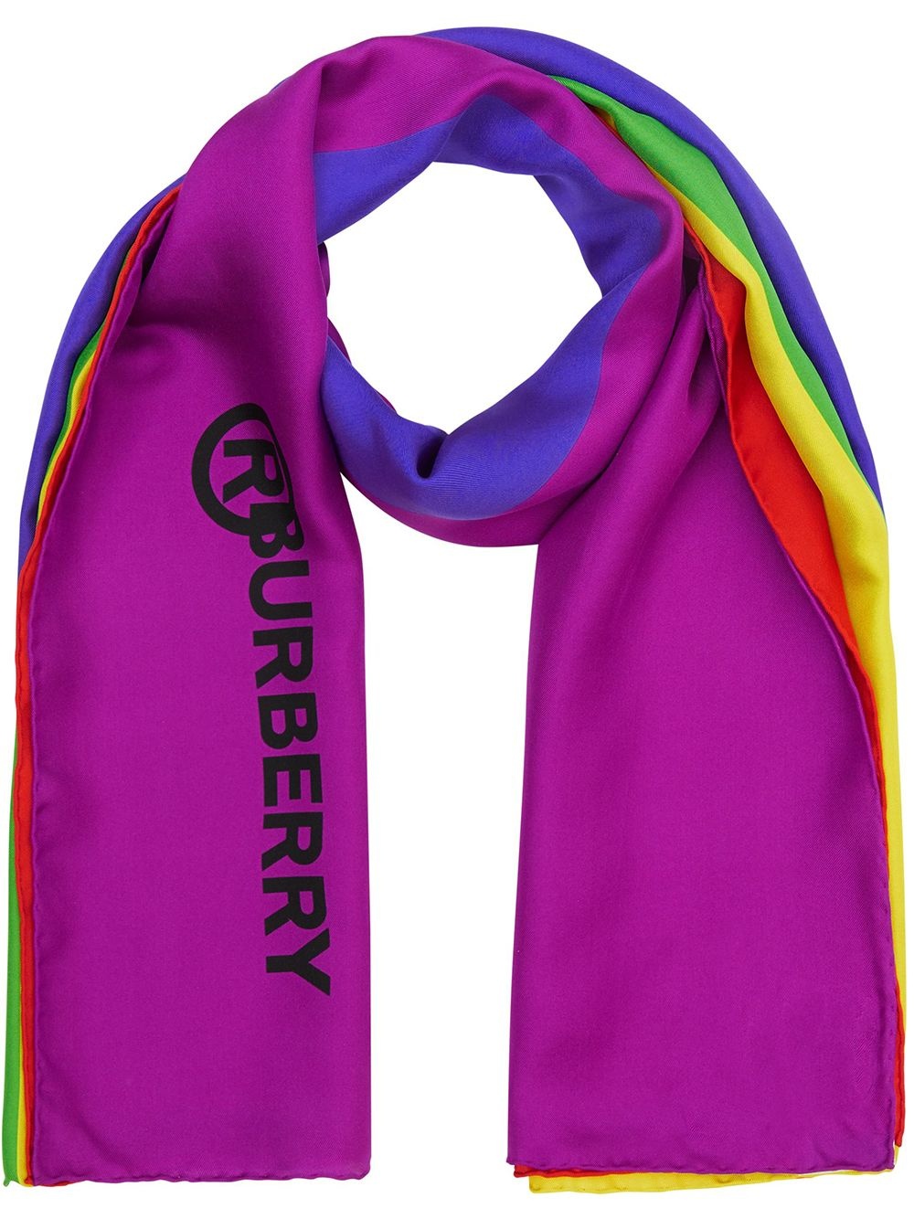 logo-print rainbow silk scarf - 1