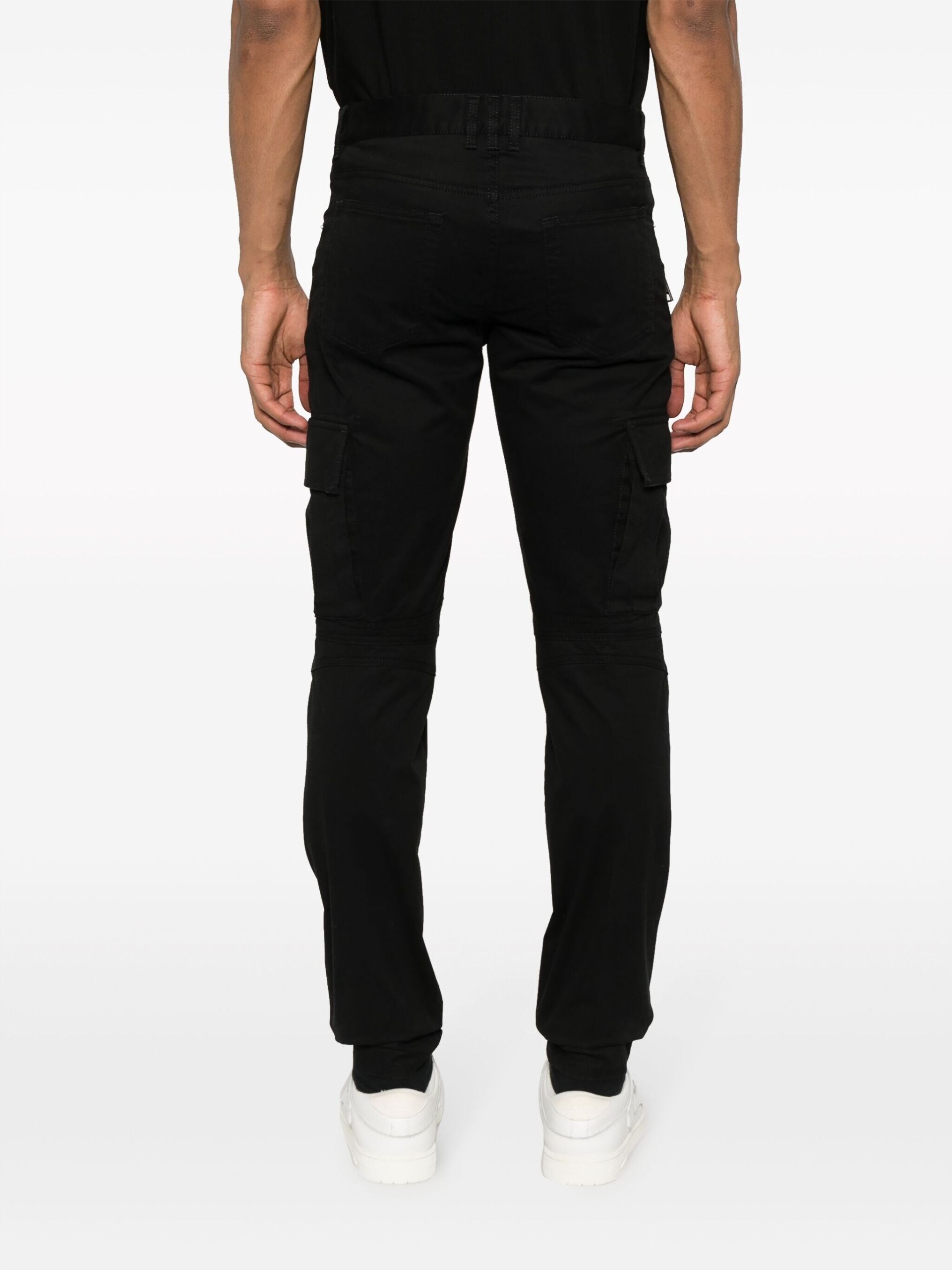 Black Tapered Cotton Cargo Trousers - 4