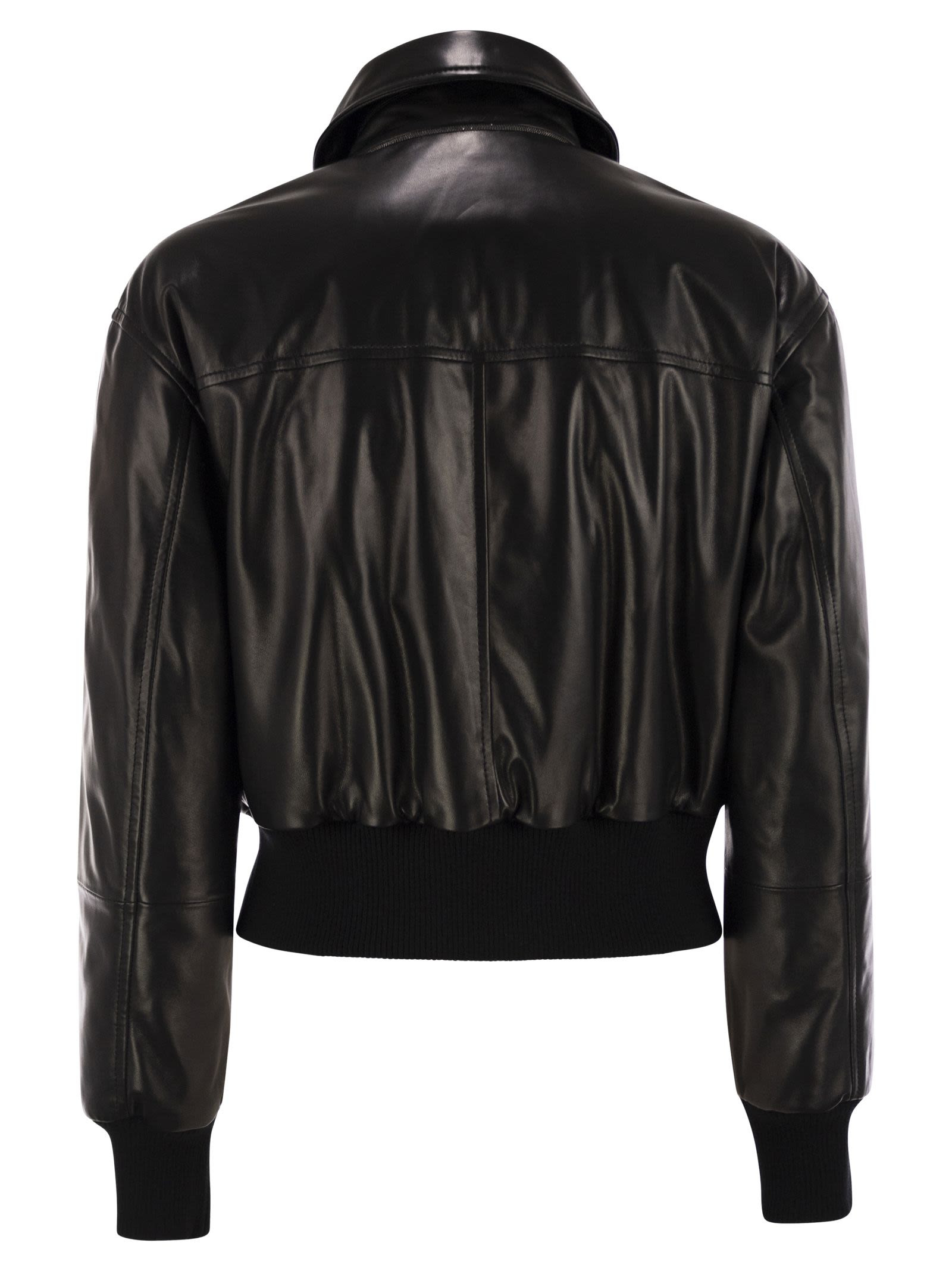 Brunello Cucinelli Women Leather Bomber Jacket With Jewellery - 2
