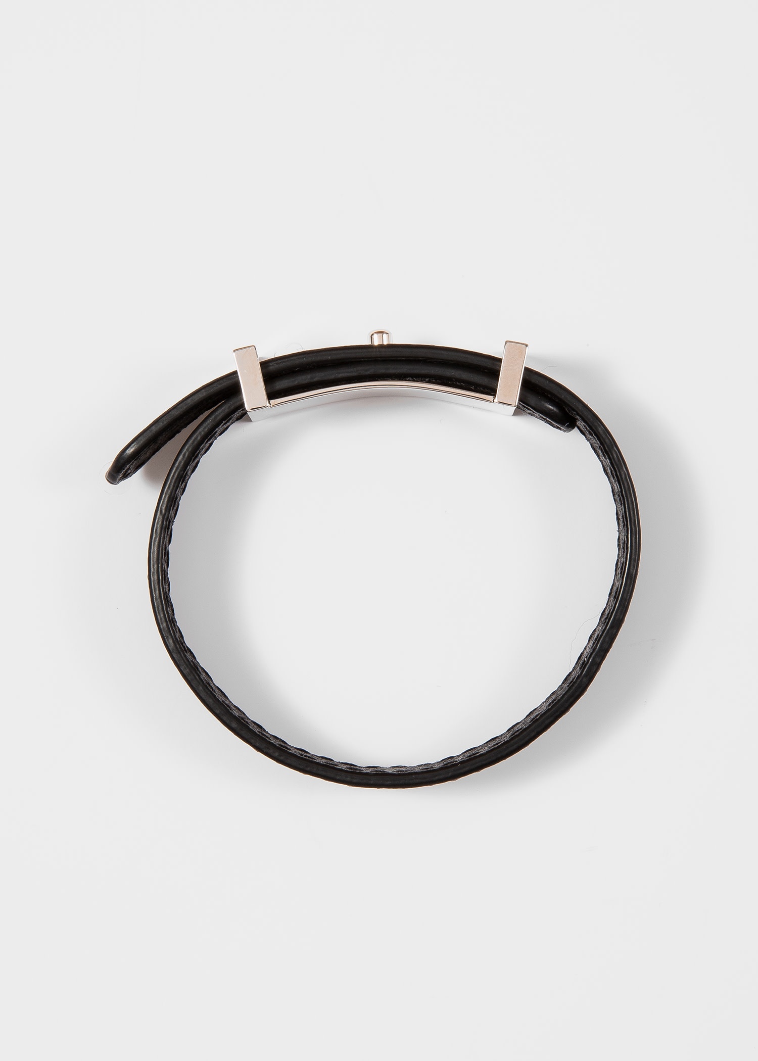 Black Leather 'Signature Stripe' Bracelet - 3