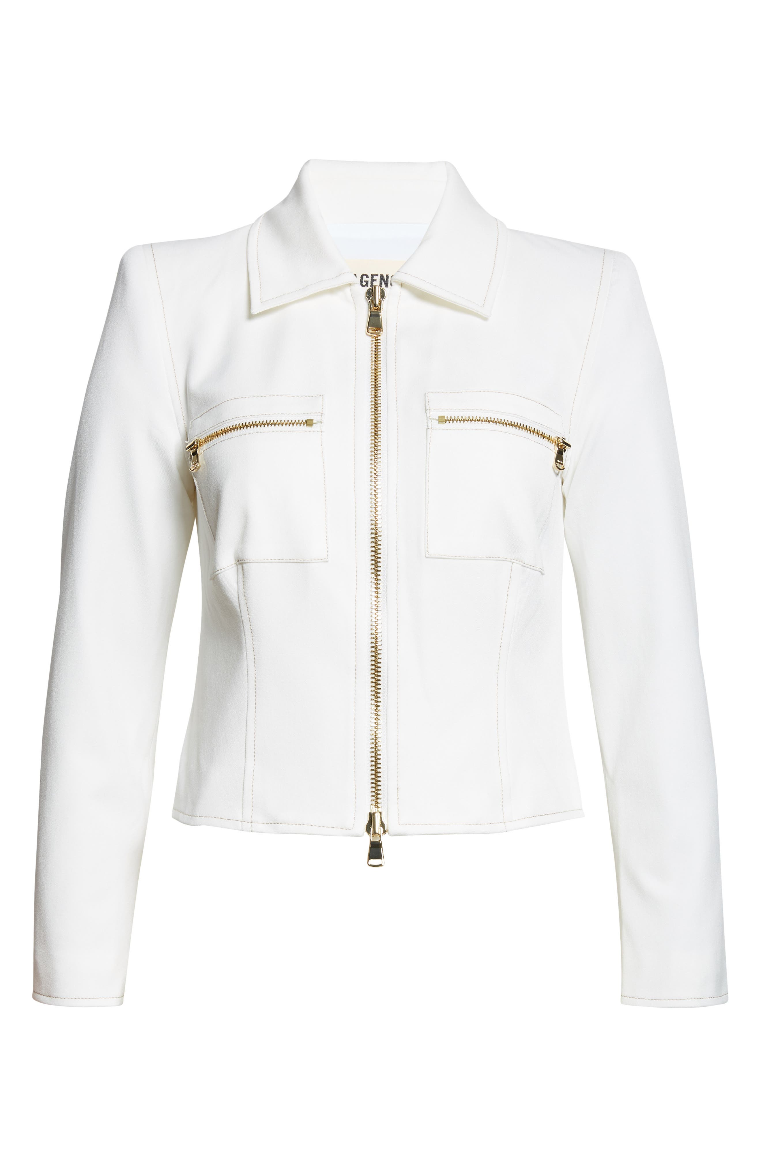 L'AGENCE Calianna Zip Front Jacket in White at Nordstrom - 6