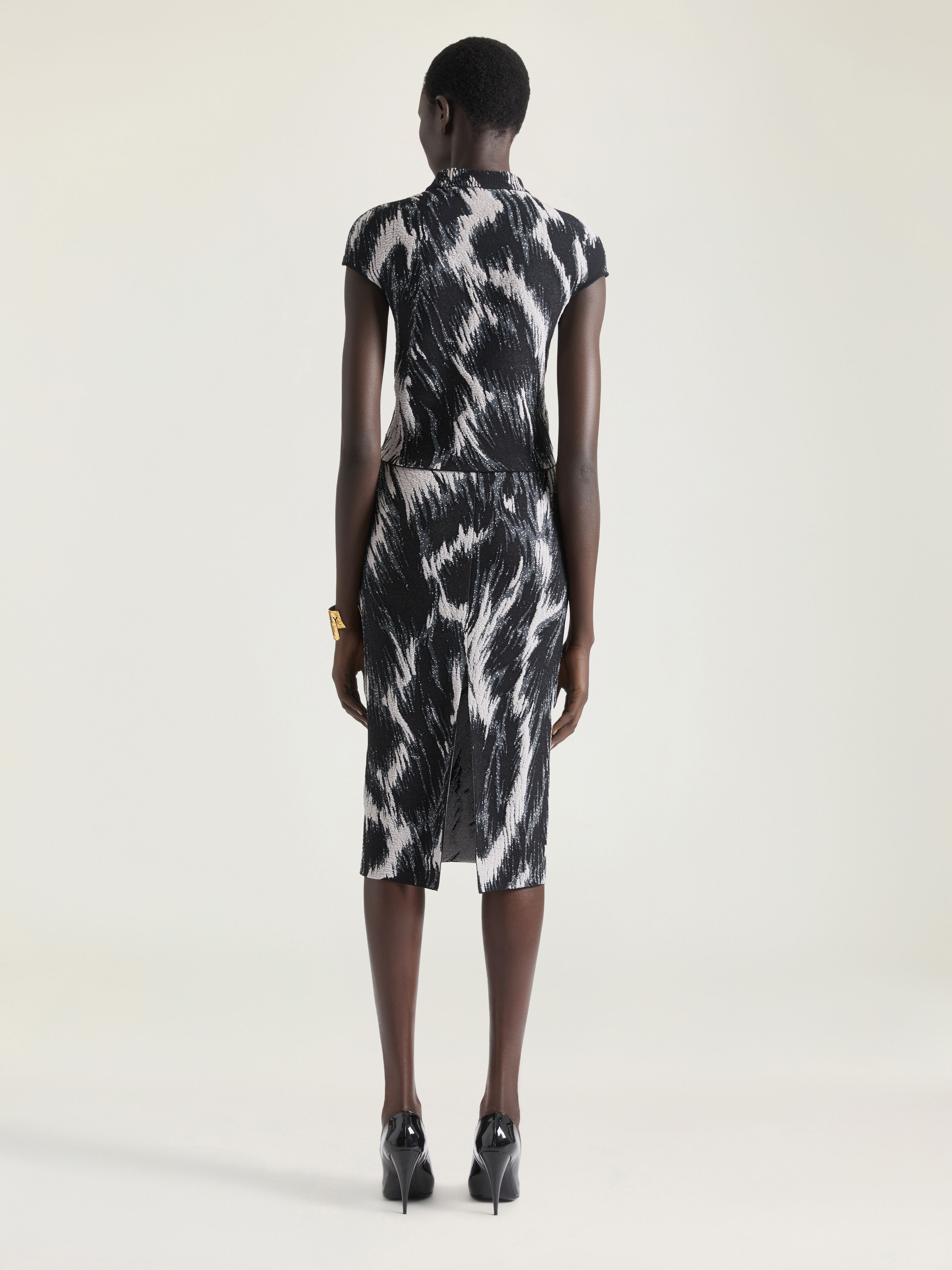 MIDI PENCIL SKIRT IN VISCOSE WITH ANIMAL JACQUARD - 3