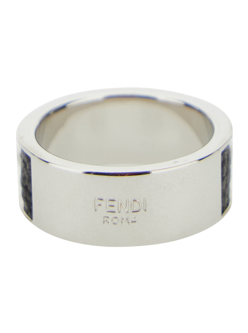 Fendi Men Silver-Colored Ring With Logo Lettering On The Side In Brass Man - 2