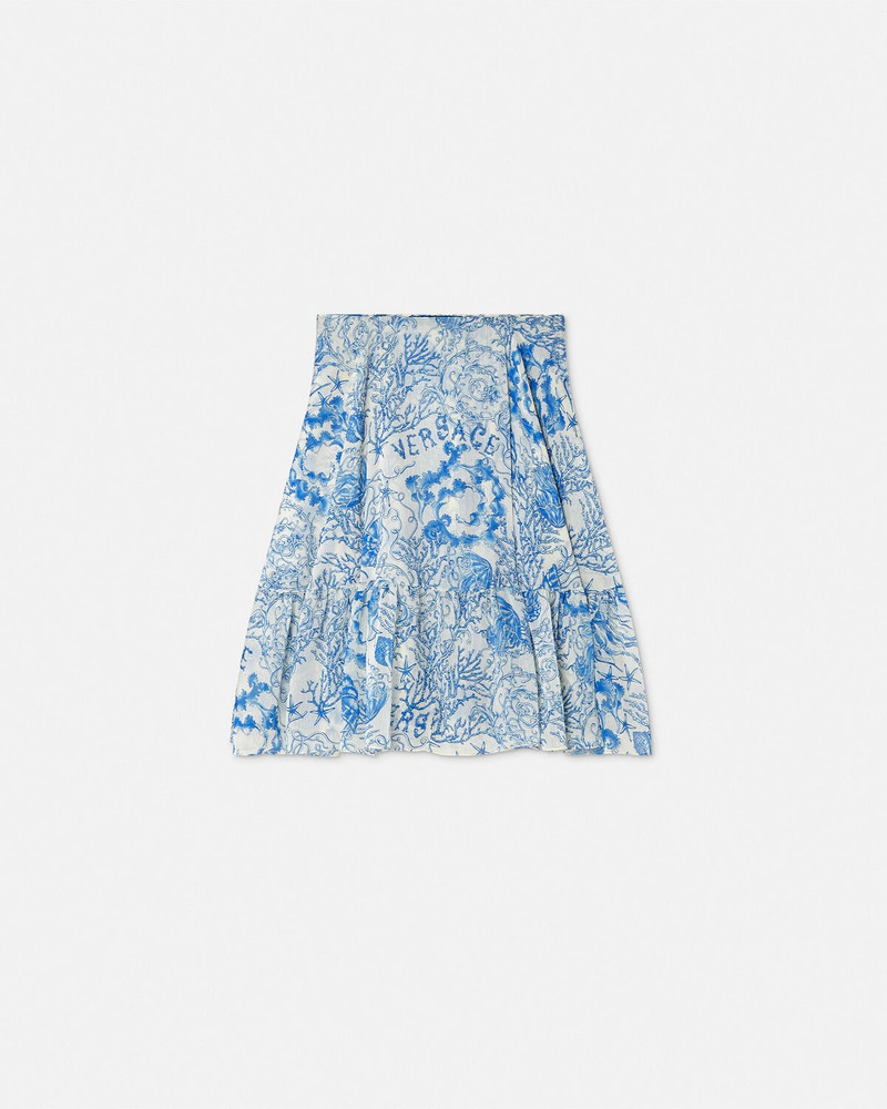 Underwater Barocco Crêpe Flowy Midi Skirt 1