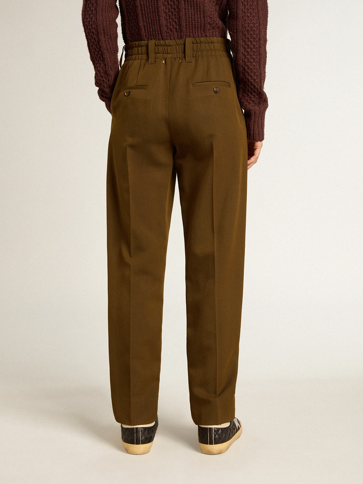 Beech-colored pants in wool and viscose blend - 4