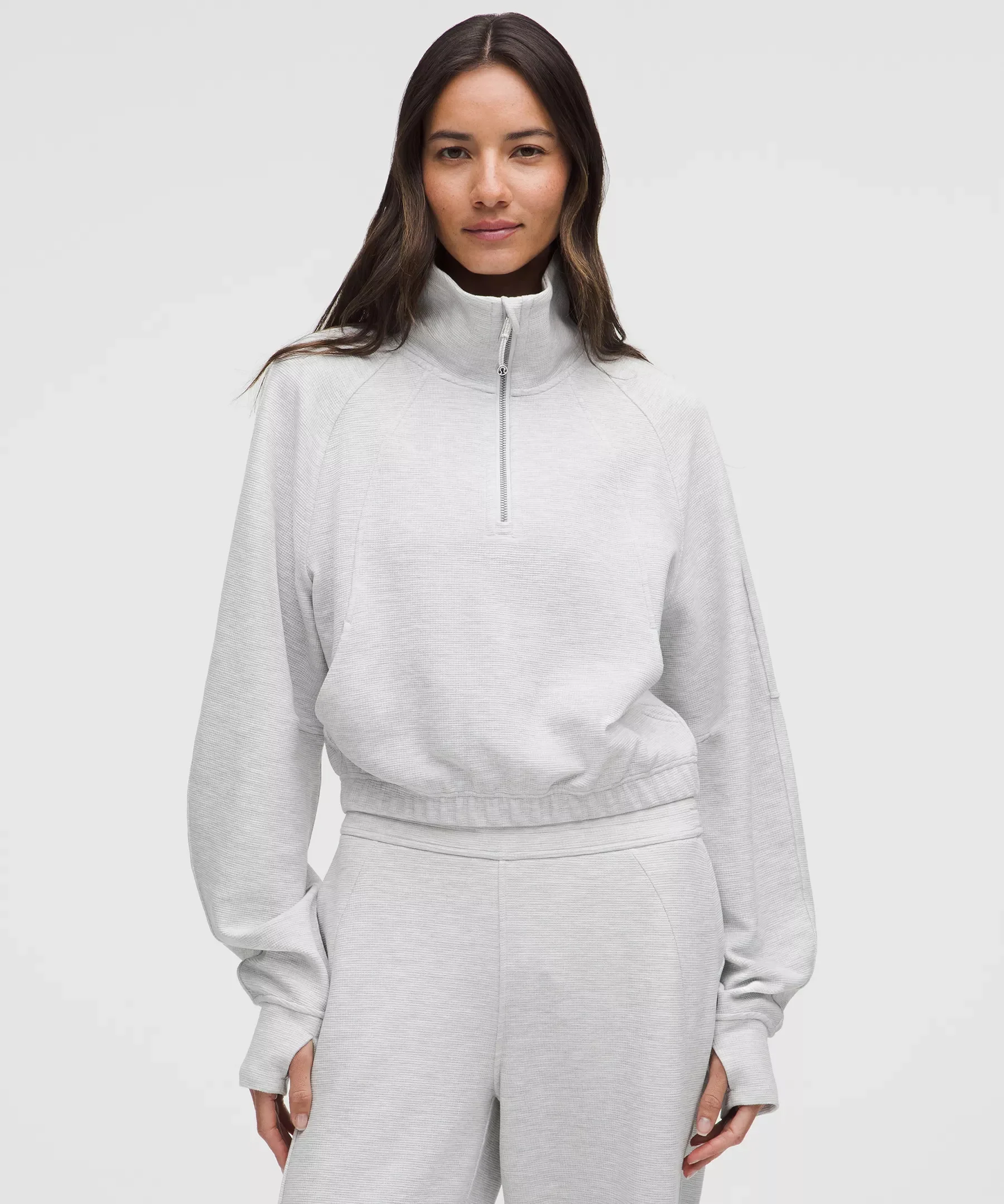 Scuba Cropped Funnel-Neck Half Zip *Waffle - 1
