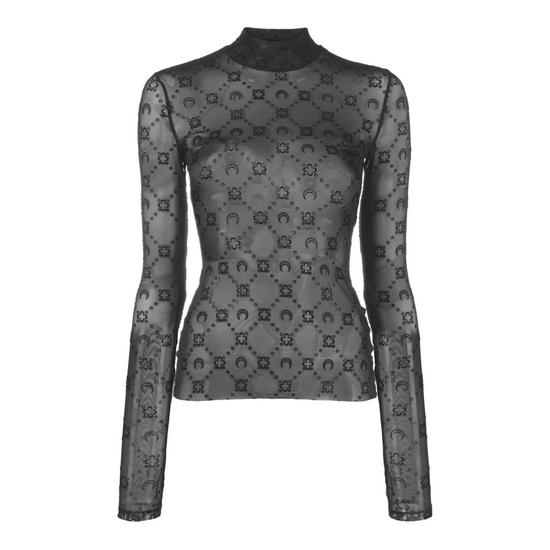 Recycled Mesh Flock Highneck Top - 1