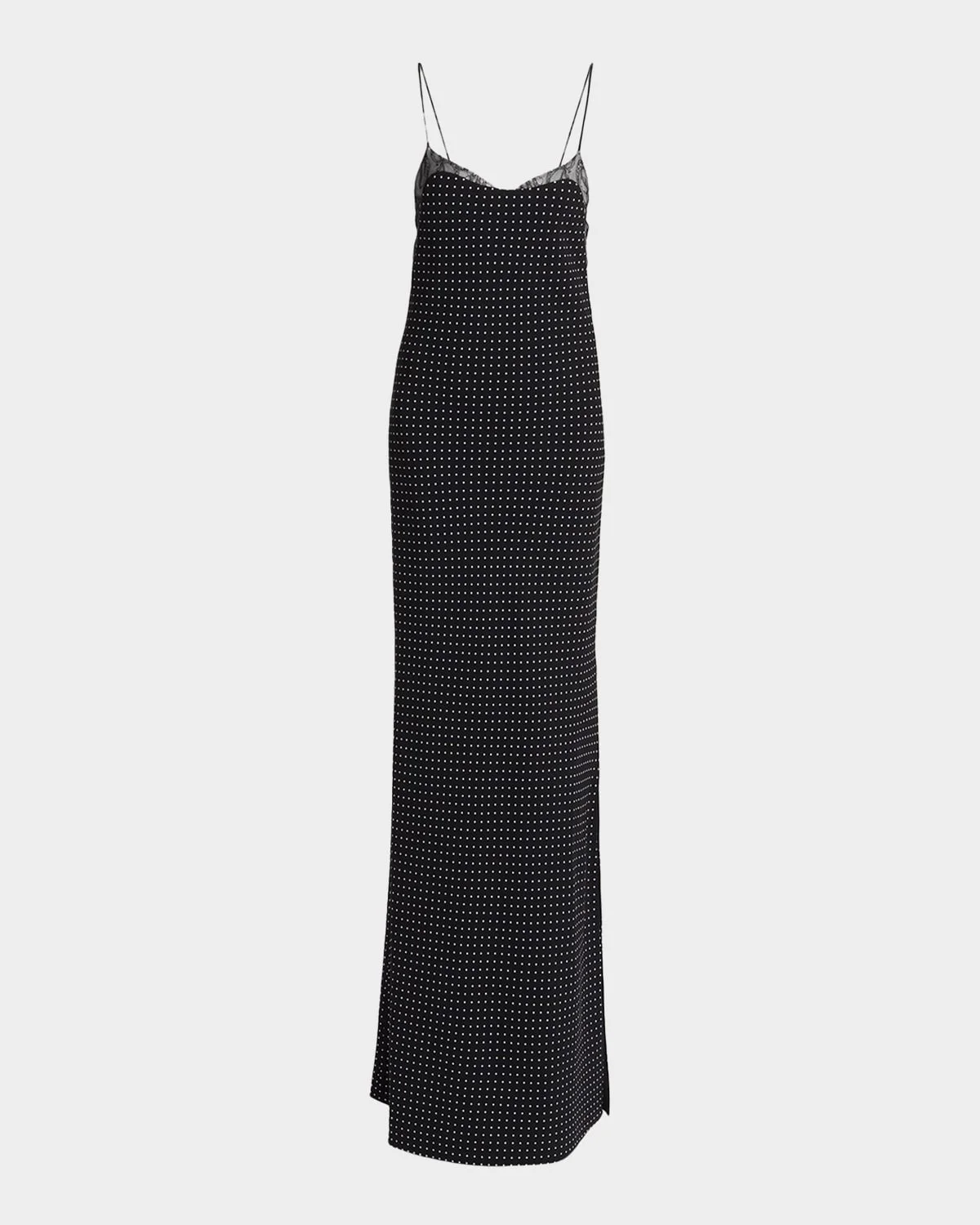Polka Dot Silk Backless Maxi Slip Dress - 1