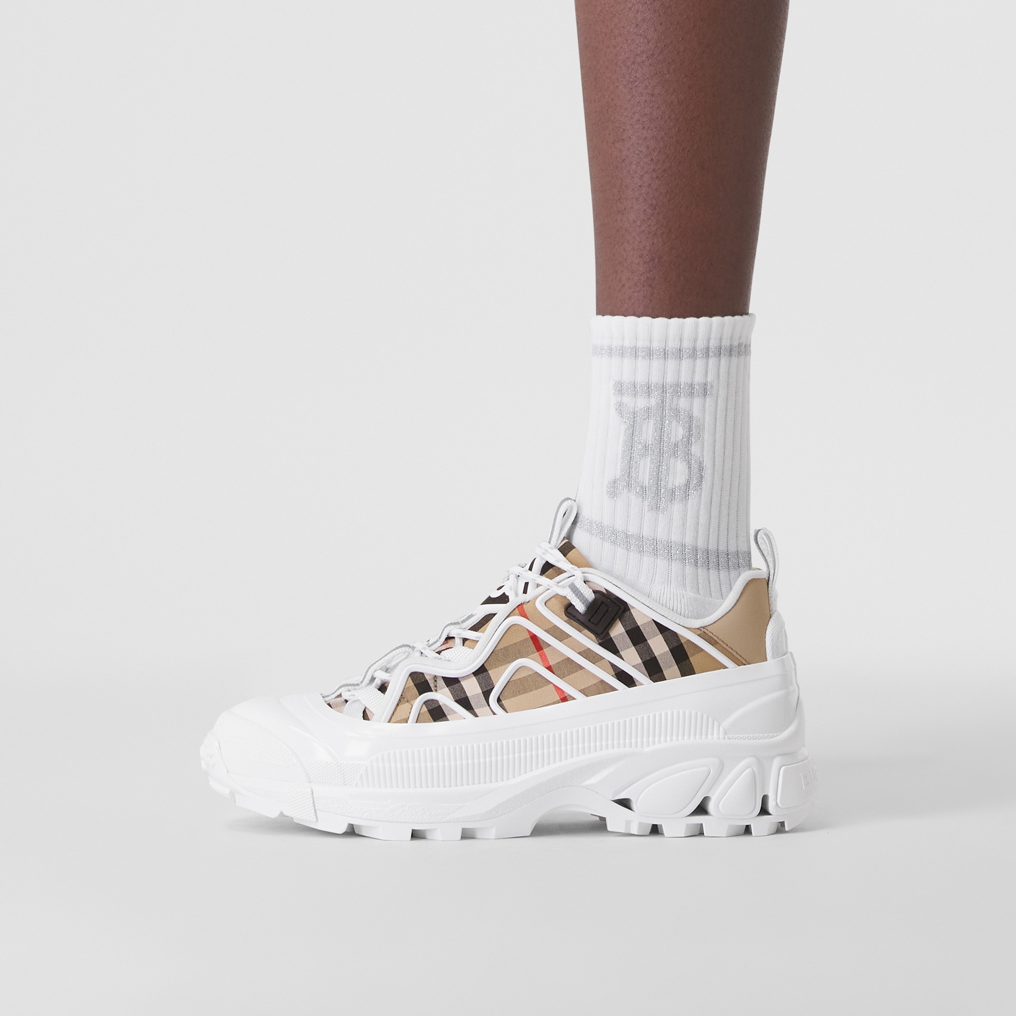 Vintage Check Cotton and Leather Arthur Sneakers - 3