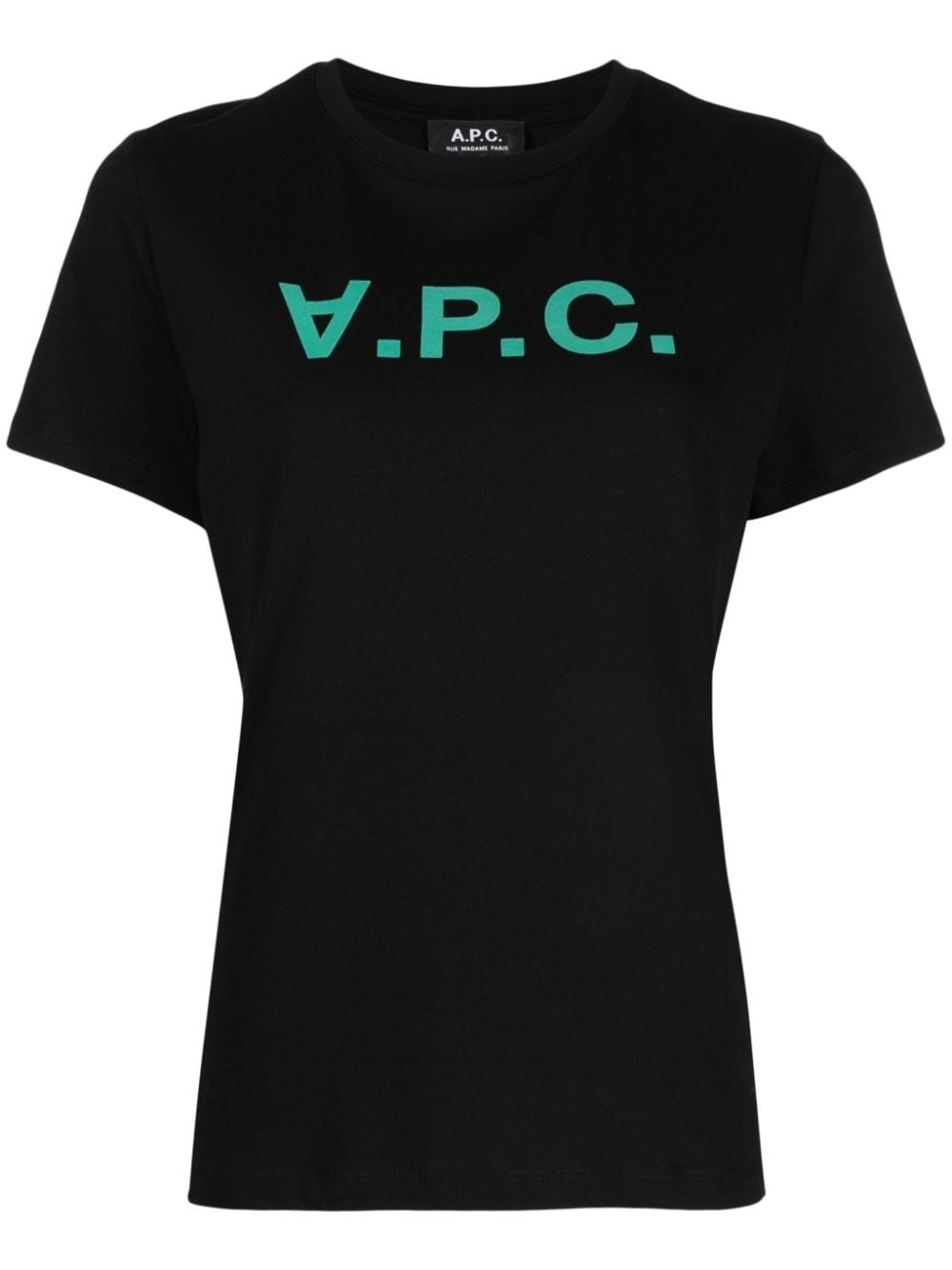 flocked-logo cotton T-shirt - 1