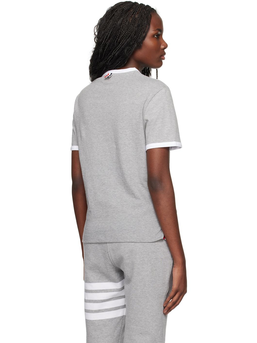 Gray RWB-Stripe Logo-Patch T-shirt - 3