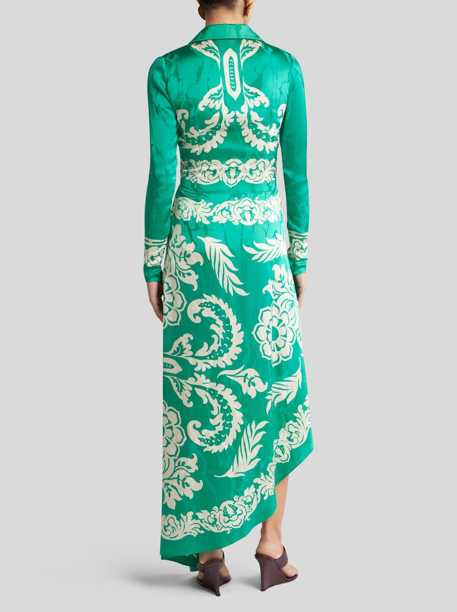 WRAP DRESS WITH STENCIL FLORAL PRINT - 4