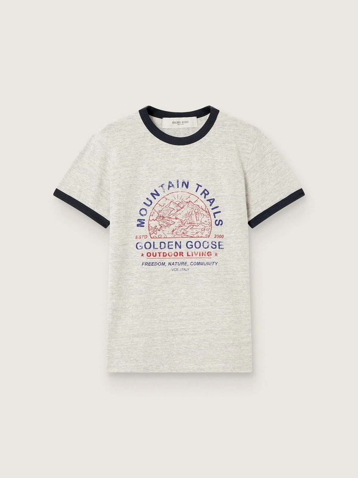 Women's T-shirt in gray melange cotton with print - 1