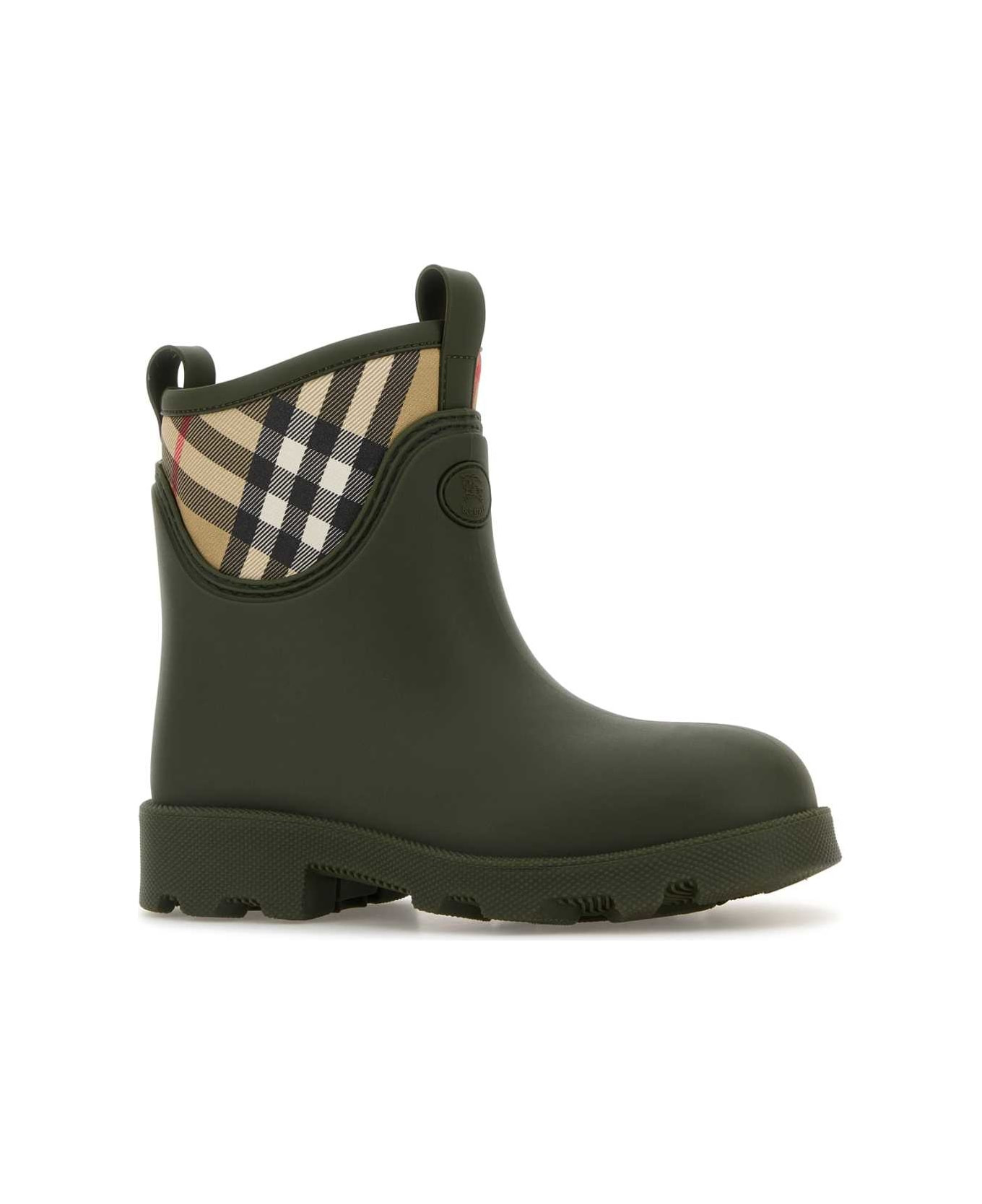 Olive Green Rubber Marsh Stamp Ankle Boots - 2