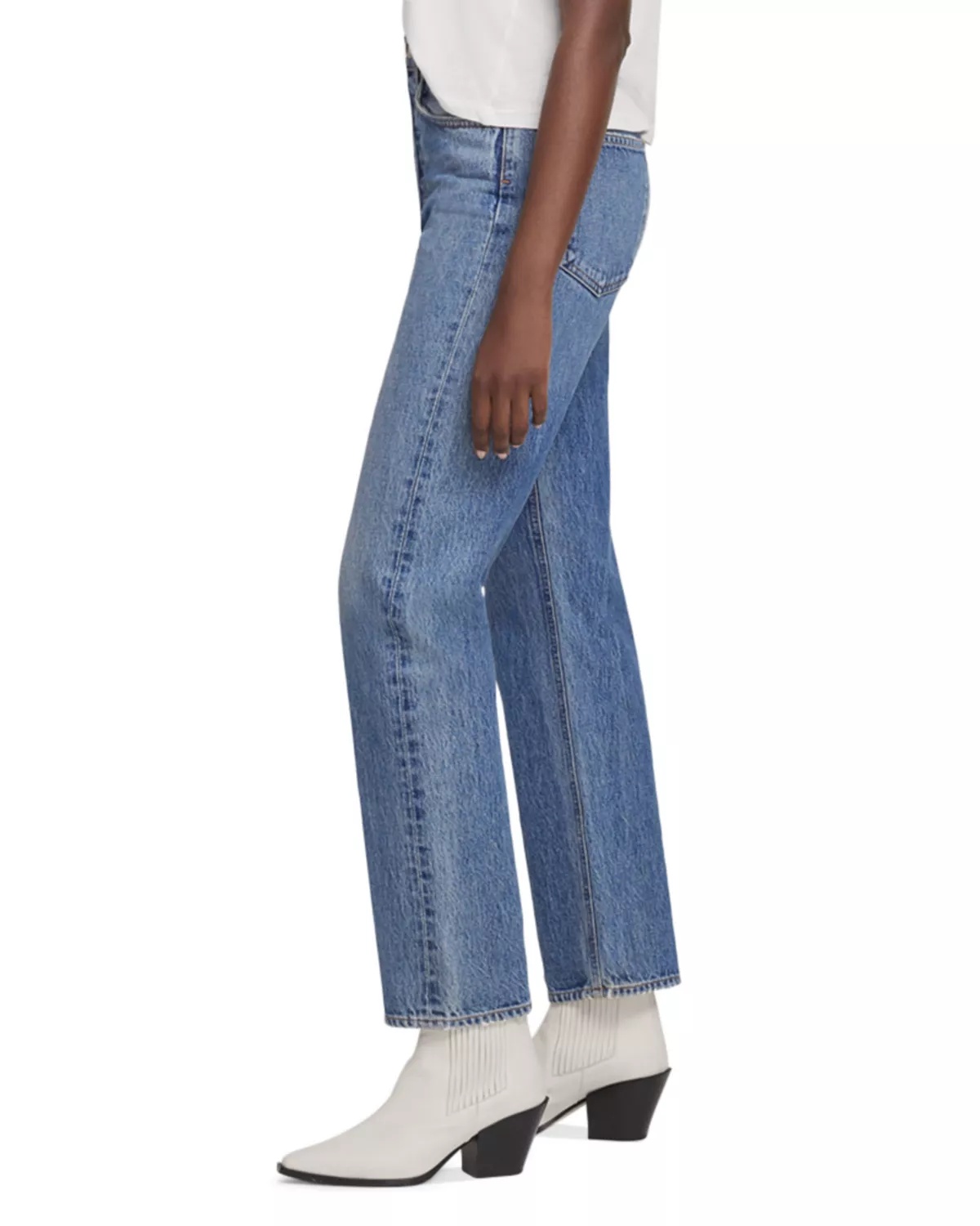 90's Pinch Waist High Rise Straight Leg Jeans in Navigate - 4
