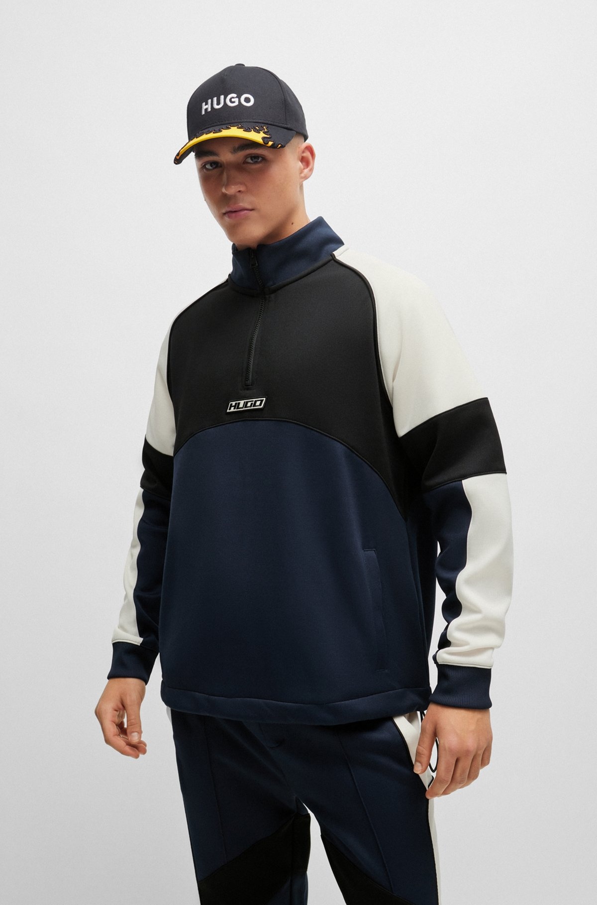 COLOR-BLOCKED SWEATSHIRT WITH RACING-INSPIRED LOGO BADGE - 2
