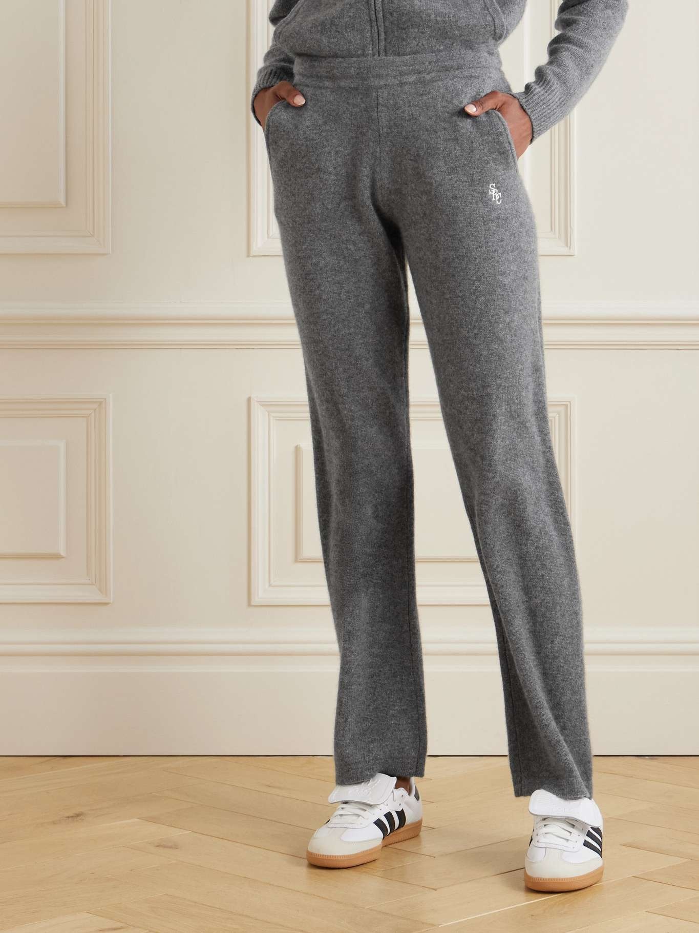 Ivy League cashmere and wool-blend wide-leg pants Gray - 3