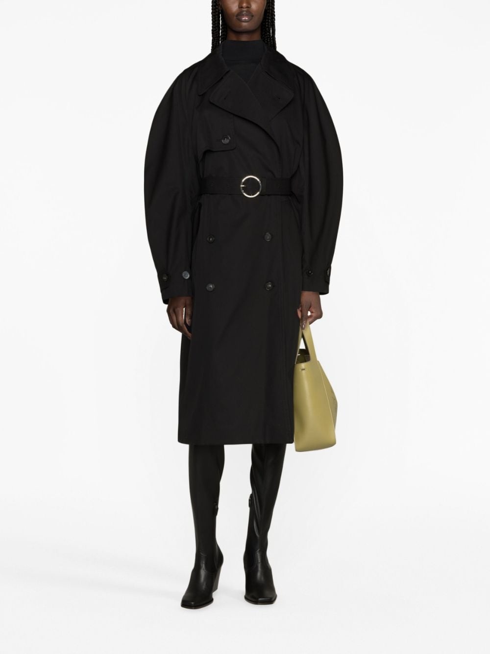 double-breasted belted trench coat - 2