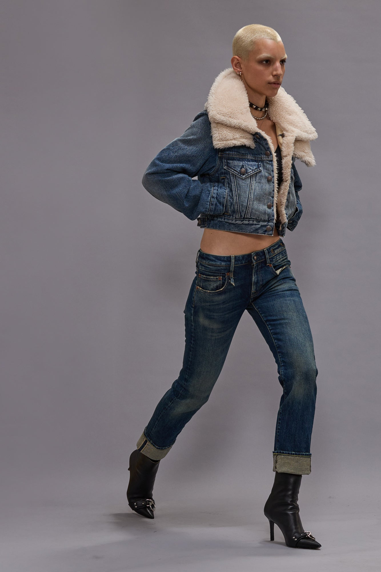 DOUBLE COLLAR  SHERPA TRUCKER JACKET - 2