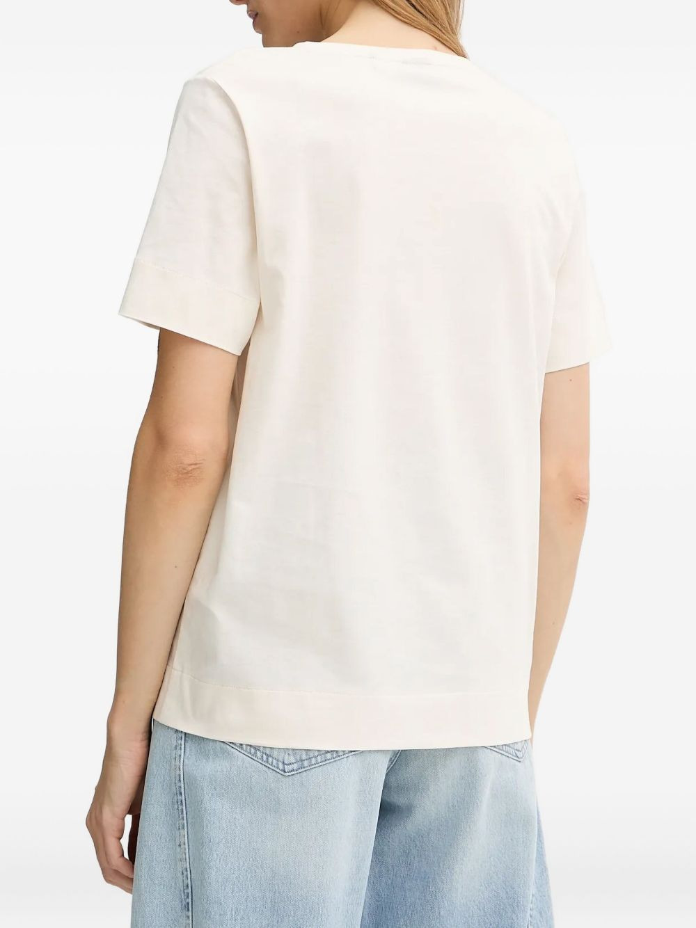feather-embellished v-neck T-shirt - 3