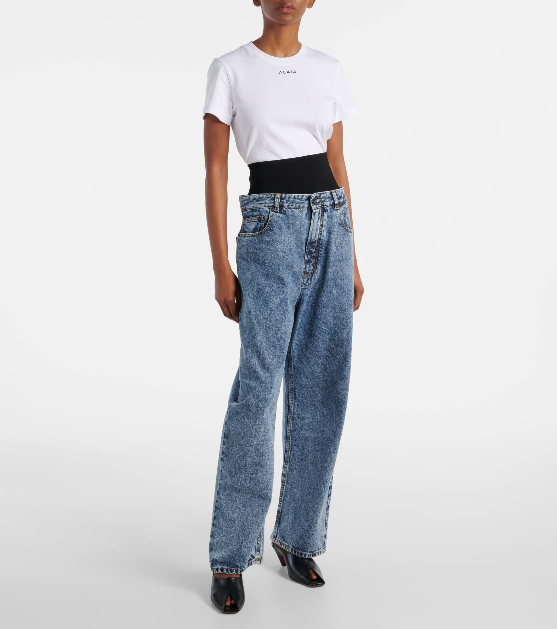 Knit Band straight jeans - 7
