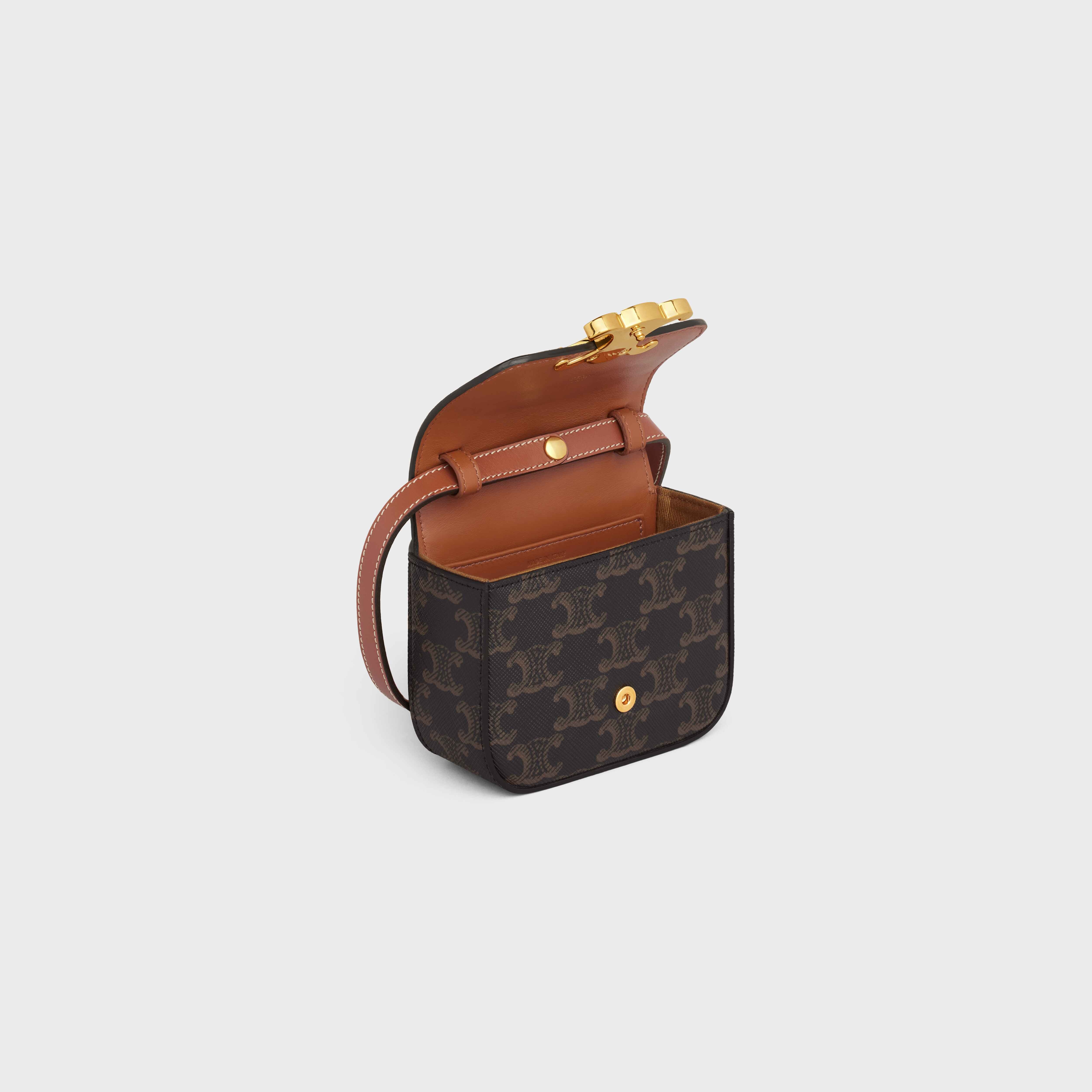 【限定数量】 Celine Mini Claude in Triomphe Canvas Calfskin MINI CLAUDE IN TRIOMPHE CANVAS and calfskin - TAN | CELINE