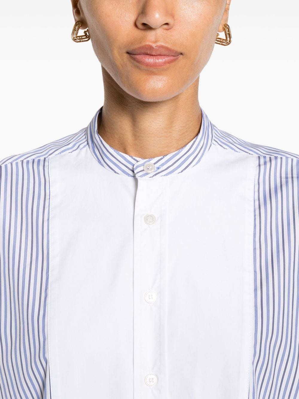 halo-stripe panelled cotton shirt - 5