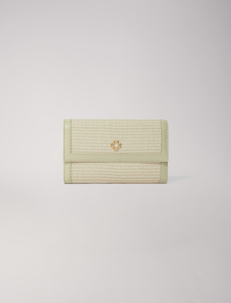 Raffia-effect clutch bag with chain 1