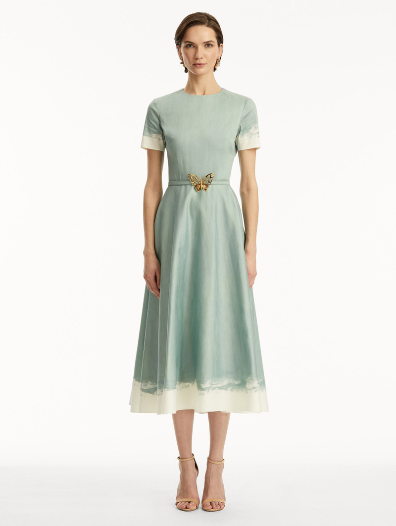 Oscar de la Renta BUTTERFLY BELT COTTON POPLIN DRESS outlook