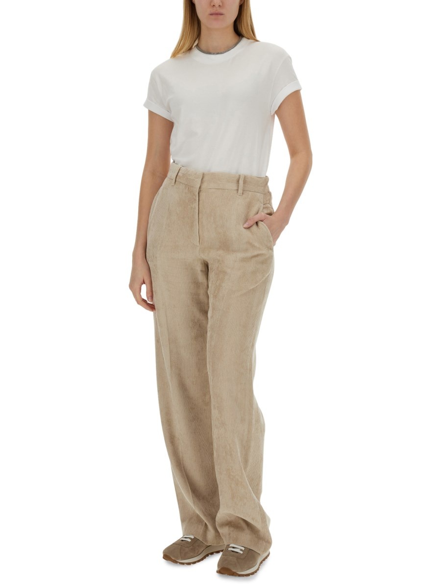 STRETCH COTTON JERSEY T-SHIRT WITH JEWEL DETAILING - 2