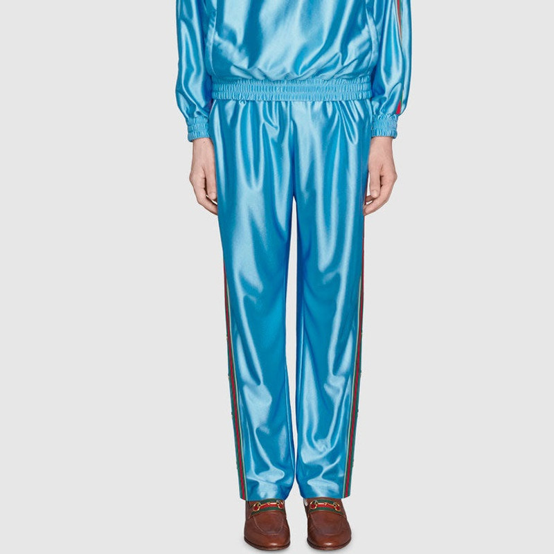 GUCCI Shiny jersey jogging pant with Web outlook