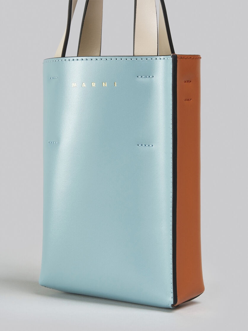 MUSEO NANO BAG IN WHITE LIGHT BLUE AND ORANGE LEATHER - 5