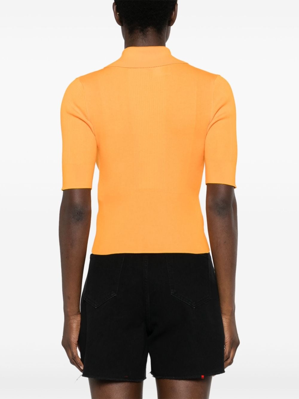 ribbed short-sleeve polo top - 4