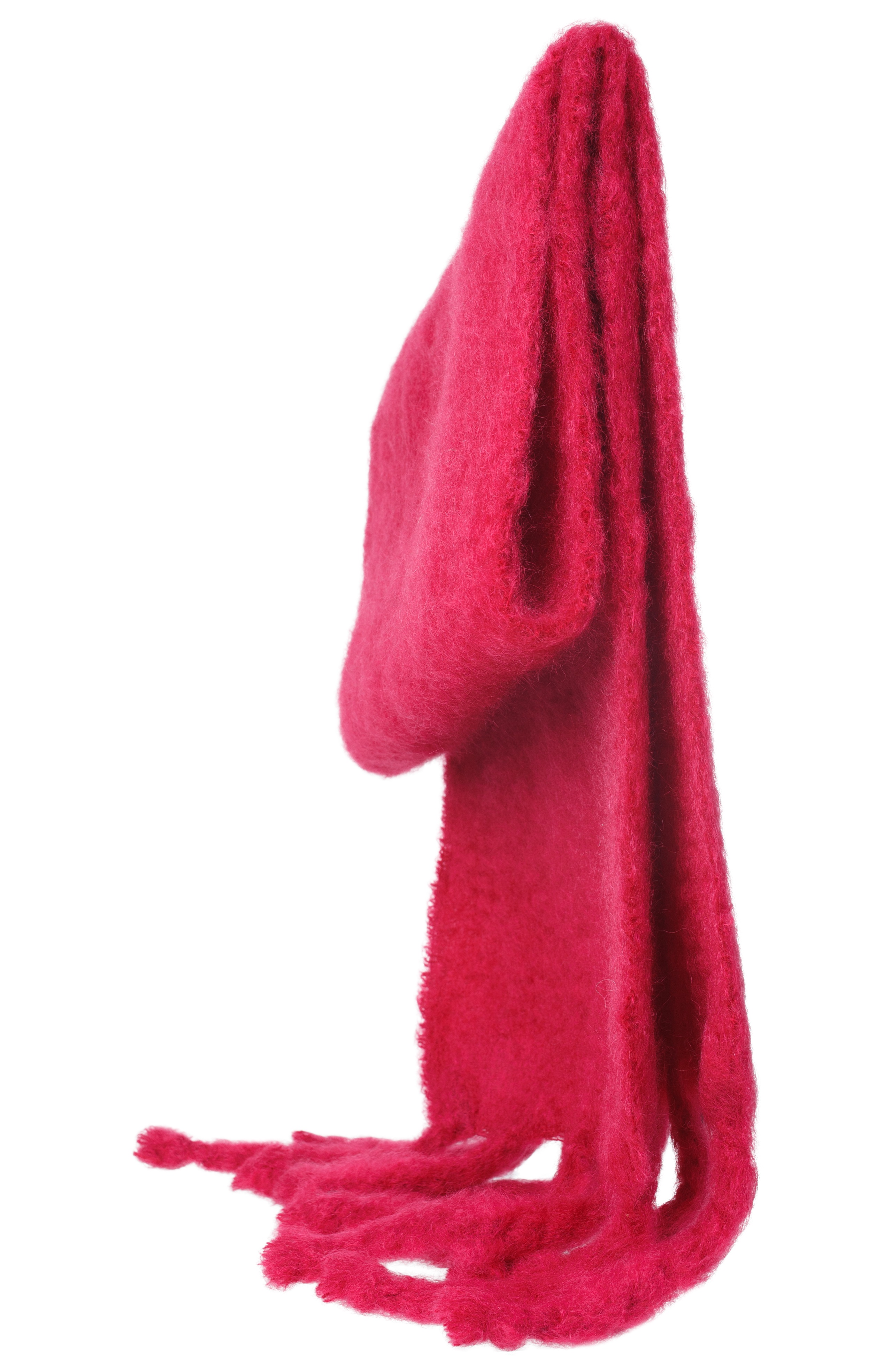 RED MOHAIR KNITTED SCARF - 2