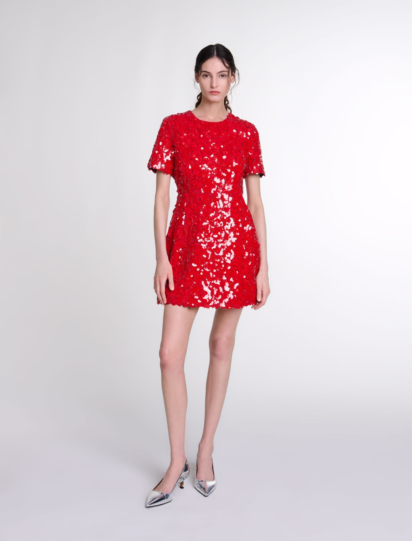 Short sequinned floral dress - 2