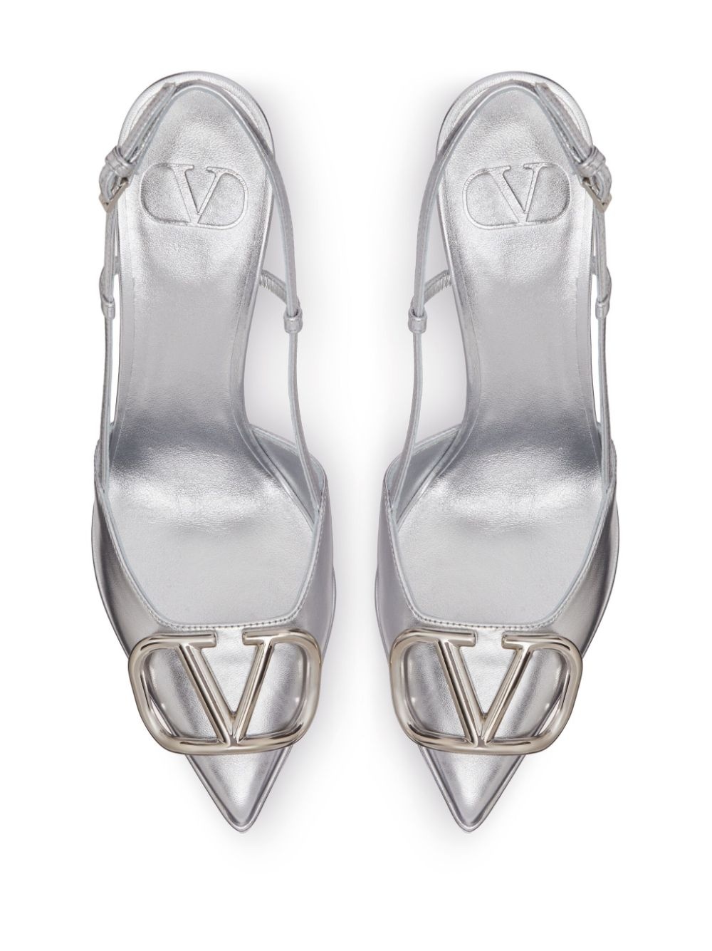 VLogo metallic leather pumps - 4