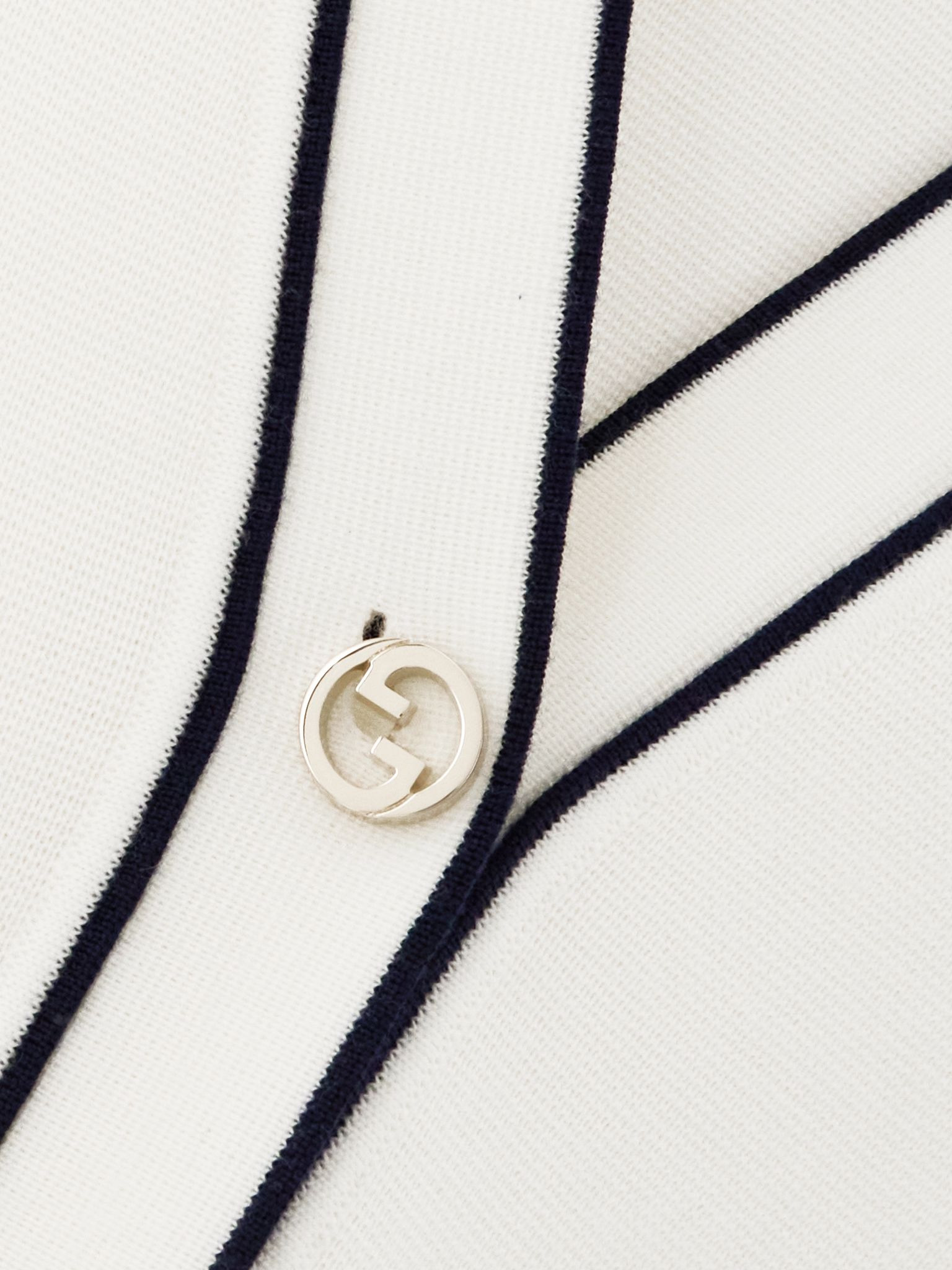 Piped wool cardigan White - 4