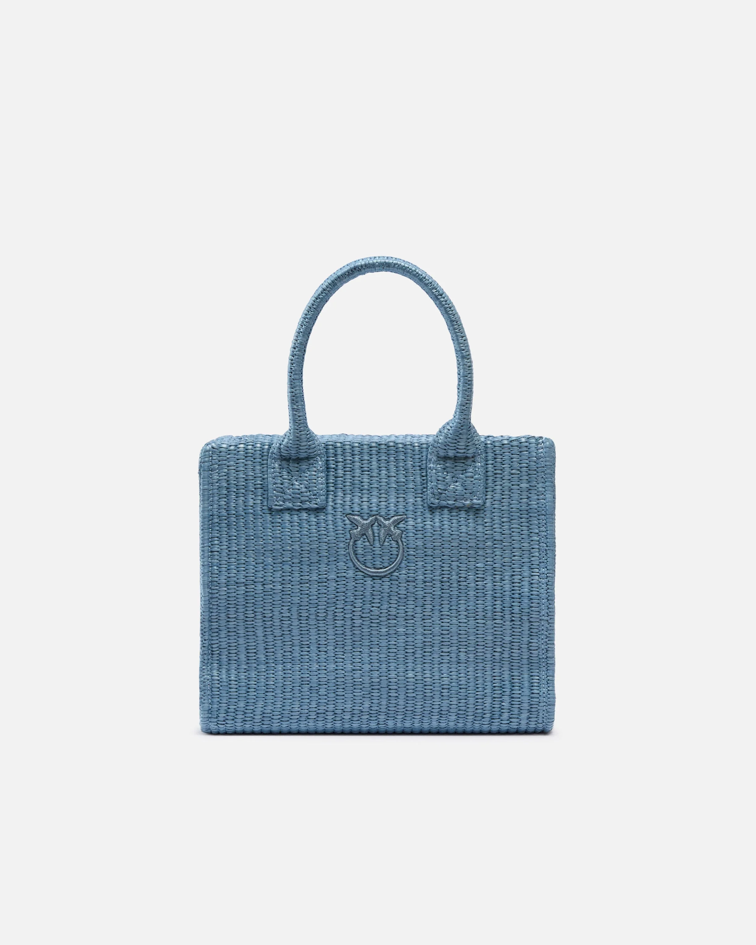 BEACH SMALL SHOPPING TOTE IN RAFFIA WITH LOVE BIRDS LOGO - 1
