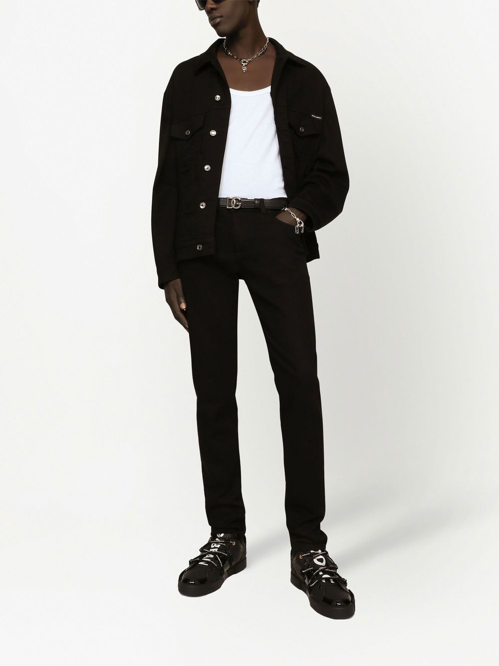 logo plaque slim-fit jeans - 2