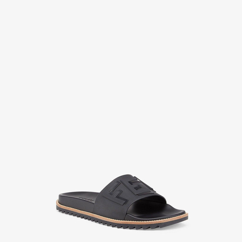 FENDI Black rubber slides outlook