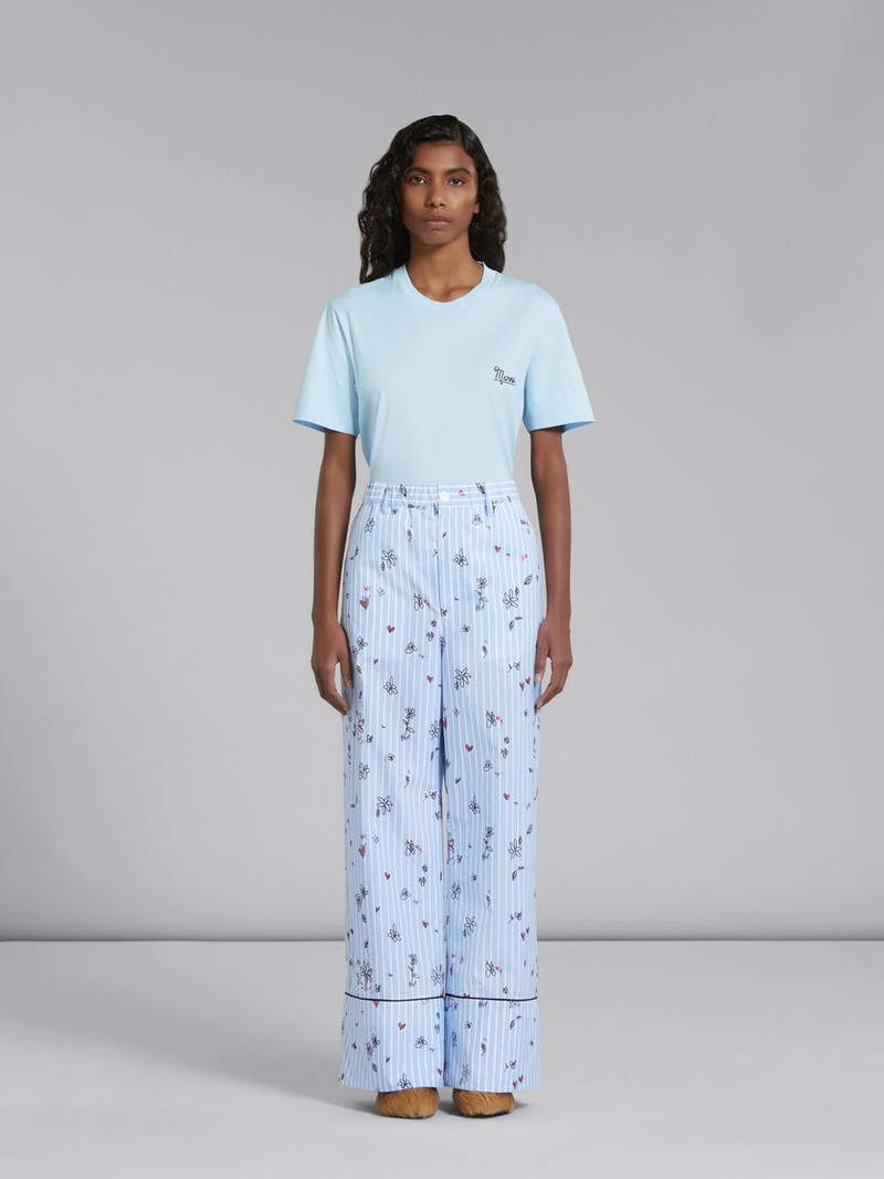 Marni BLUE STRIPED PYJAMA TROUSERS WITH MAGIC GARDEN PRINT outlook